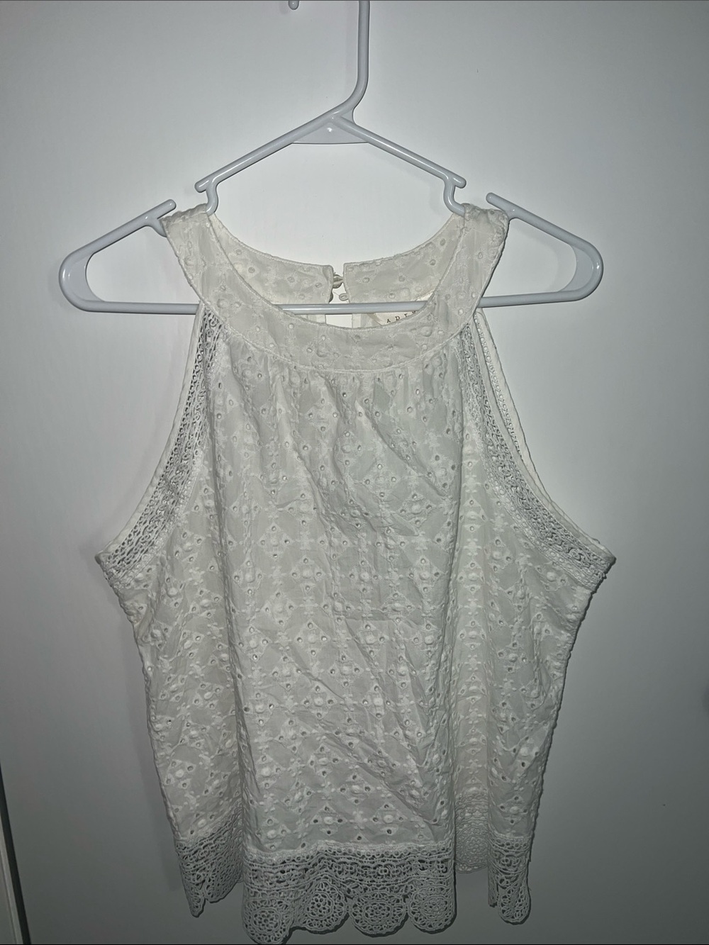 Adiva White Eyelet Halter Camisole